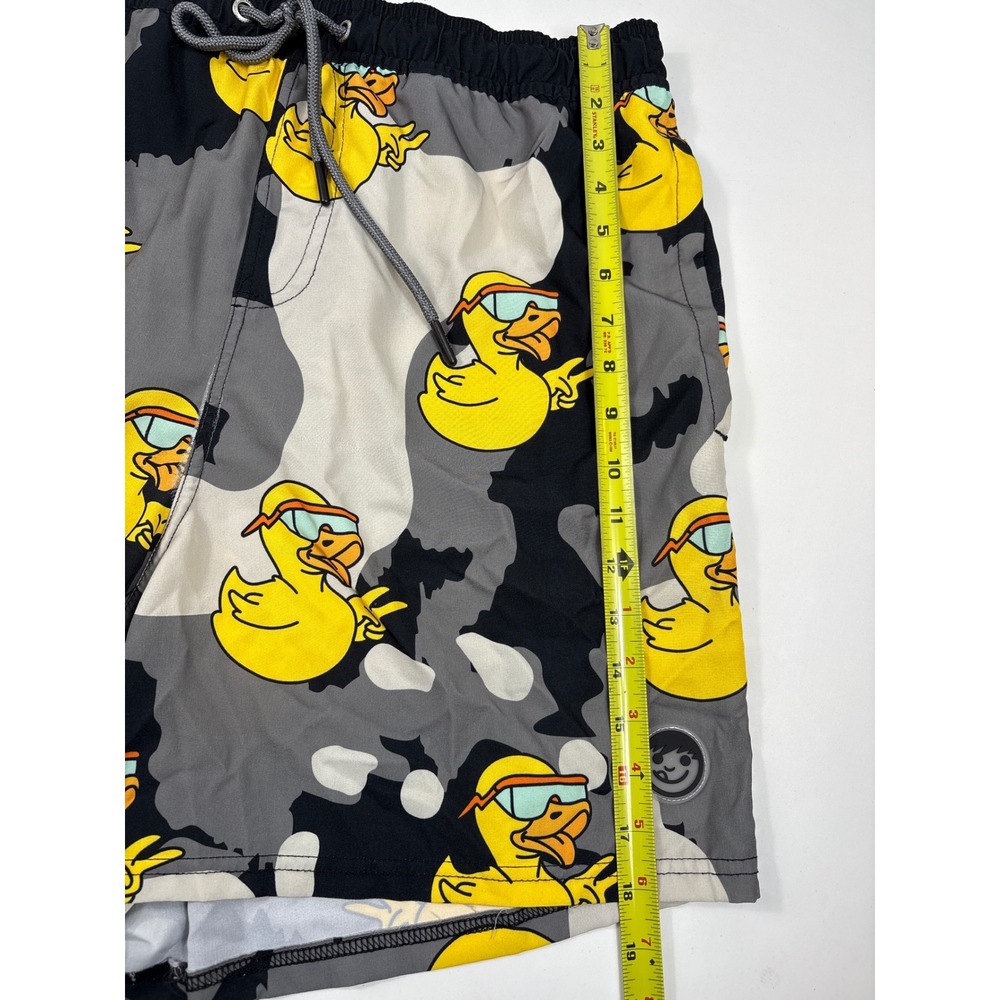 Neff Mens XL Camo Duck Graphic Swim Trunks Gray Black Yellow Drawstring Shorts - Picture 7 of 10